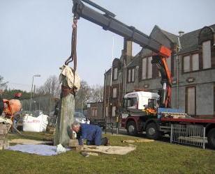 Erecting the Juniper Green monument